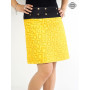 Jupe droite coupe portefeuille carreaux jaune avec motif BD jaune taille unique ajustable
