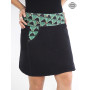 jupe africaine coton noire été mi-longue a poche ceinture à motif ethnique vert jean taille unique finitions apparentes