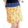 jupe jaune évasée portefeuille taille réglable boutonnée bleu ou noir coton et imprimé digitale haute qualité