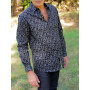 chemise noire classique ajustée motif carrés