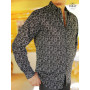 chemise noire vintage  Rétro chic pour homme en coton épais