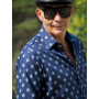 chemise bleue fantaisie coupe ajustée homme
