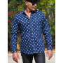Chemise classe bleue pour homme avec manches longues
