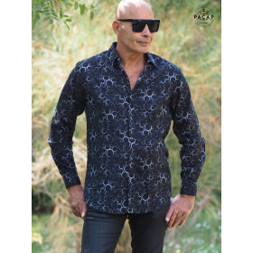Chemise retro noire pour homme grossiste français
