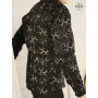 chemise noire à motifs pour homme avec manches longues