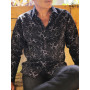 chemise vintage noire à motifs pour homme