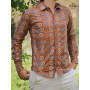chemise wax marron manches longues homme