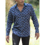 chemise manche longue motif géométrique bleu homme