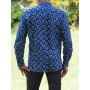 chemise rétro bleue à pois homme