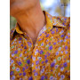 chemise fantaisie orange col anglais homme