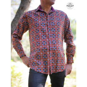 chemise vintage voile de coton manches longues homme