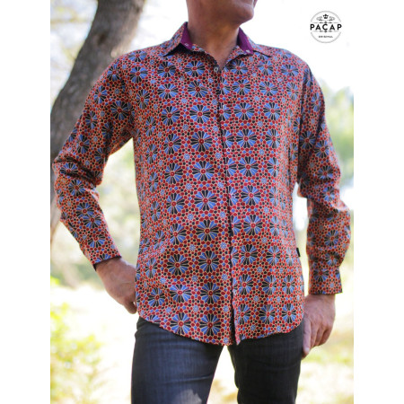 chemise vintage voile de coton manches longues homme