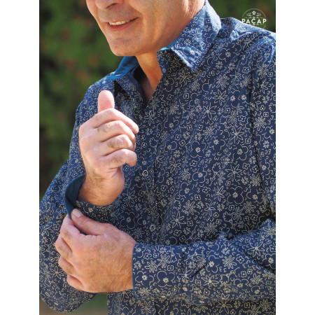 chemise fantaisie bleue saphir homme