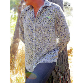chemise originale grise petite fleurs homme