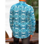 chemise atypique cintrée bleue homme