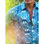 chemise fantaisie bleue homme col ouvert