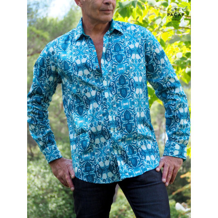 chemise bleue originale homme