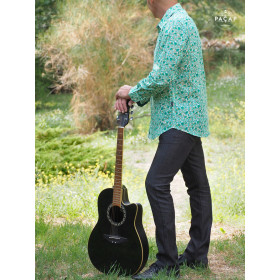 chemise vintage homme motif vert manches longues