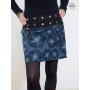 mini jupe wrap bleue coton imprimé abstrait ceinture amovible bouton pression  coupe droite femme