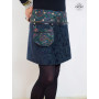 mini-jupe courte bleue enveloppante en velours motif cachemire ceinture zippée amovible femme