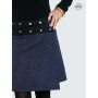 jupe fendue bleue velours ceinture bouton pression femme