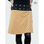 jupe portefeuille marron à pois blanc taille ajustable femme