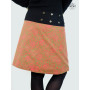 jupe trapèze réversible orange 2 en 1 ceinture bouton pression femme