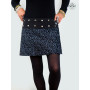 mini jupe droite velours motifs fleurs ceinture noire boutonnée femme