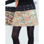 jupe marron portefeuille velours ceinture bouton pression femme
