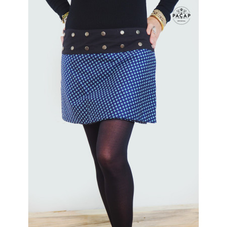 jupe bleue courte fendue femme