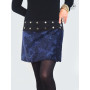 mini jupe hiver bleue velours imprimé femme
