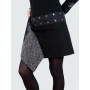 jupe réversible noire imprimé collant femme