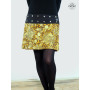 jupe trapèze courte jaune marron ceinture bouton pression femme