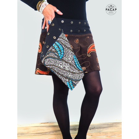 jupe velours marron ouverte réversible taille unique