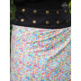 Jupe blanche imprimé petit cercle multicolore, jupe asymetrique jupe taille unique, jupe fendue, jupe femme