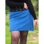 jupe bleue femme, jupe velours côtelé bleu, jupe côtelée bleue, jupe portefeuille reversible, jupe hiver, jupe fendue