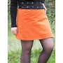 jupe velours orange femme, jupe côtelée orange, jupe unicolore, jupe colorée, jupe flashy, jupe boutonnée