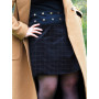 Jupe écossaise noire en velours satiné, jupe de luxe noire, jupe haute couture, jupe de qualité, jupe femme en velours