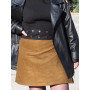 jupe marron env elours imprimé géometrique reversible coupe  portefeuille taille unique pour femme