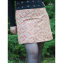 jupe marron en coton imprimé géometrique, jupe femme, jupe portefeuille, jupe droite, jup boutonnée