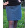 jupe bleue imprimé micro motif petite carré Jupe wrap trapèze boutons pressions jupe fendue, jupe ouverte