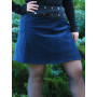 Jupe bleue velours rasé doux, jupe velours a motif géométrique triangle, jupe reversible, jupe epaisse