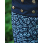 Jupe velours noire imprimé vegetale, jupe chic, jup elegante, jupe avec collant, boutons pression ceinture noire