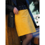 Jupe jaune portefeuille velours côtelé coupe droite Jupe tube fendue boutonnée Taille Ajustable
