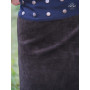 Jupe évasée marron velours côtelée réversible femme Jupe longue wrap coupe trapèze boutons pressions