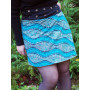 Jupe coton femme imprimée réversible motif ethnique bleue, jupe droite, jupe taille unique, jupe boutonnée