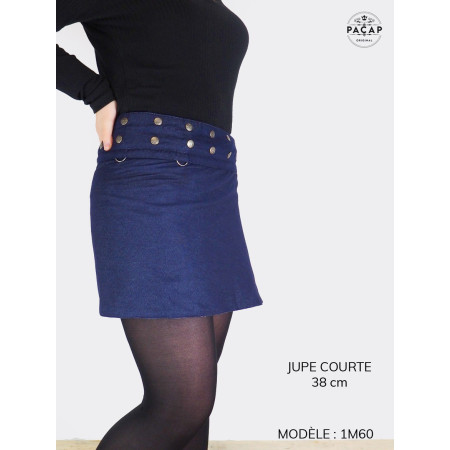Jupe "Longue" Jeans Bleu Zippée Taille Réglable Imprimé Mandala - G...