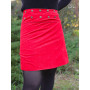 Jupe ceinture boutonnée, jupe velours rouge, jupe enveloppante, jupe wrap, jupe tulipe, jupe droite, jupe rouge à pois