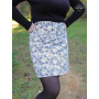 jupe banche Imprimé Reversible, jupe coton femme ceinture large, bouton-pression, jupe patineuse, jupe à motif fleurs bleues,