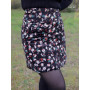 jupe fendue à fleurs reversible, jupe noire évasée, jupe enveloppante, jupe wrap, jupe tube, jupe tulipe